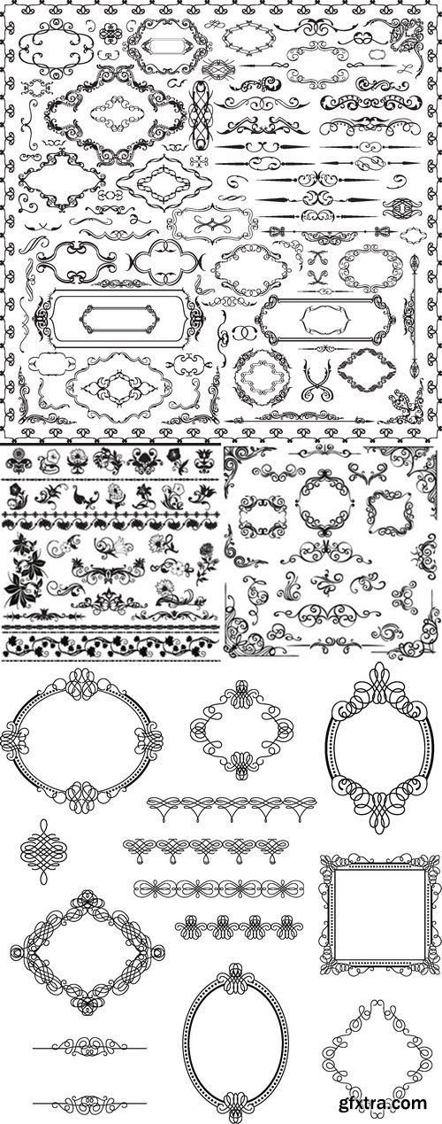 Vectors - Floral Borders Elements Set 54