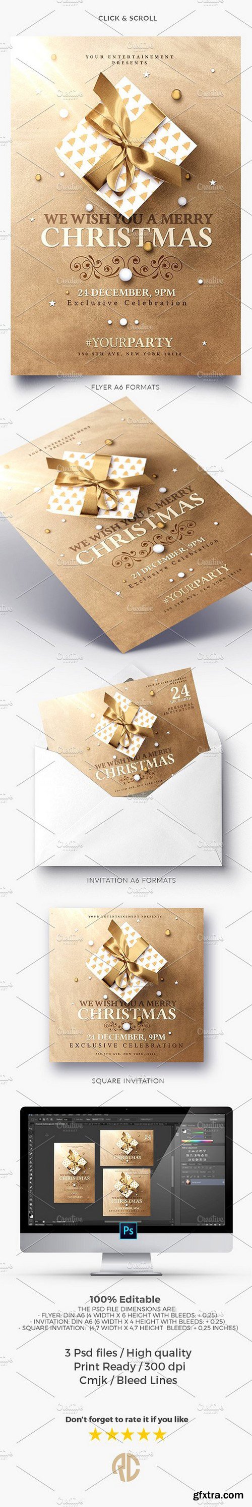 CM - Christmas Invitations Psd Package v2 1871215