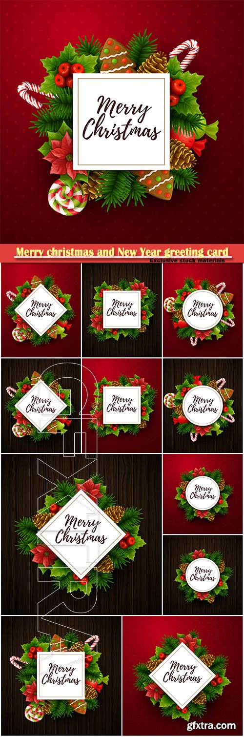 Merry christmas and New Year greeting card vector