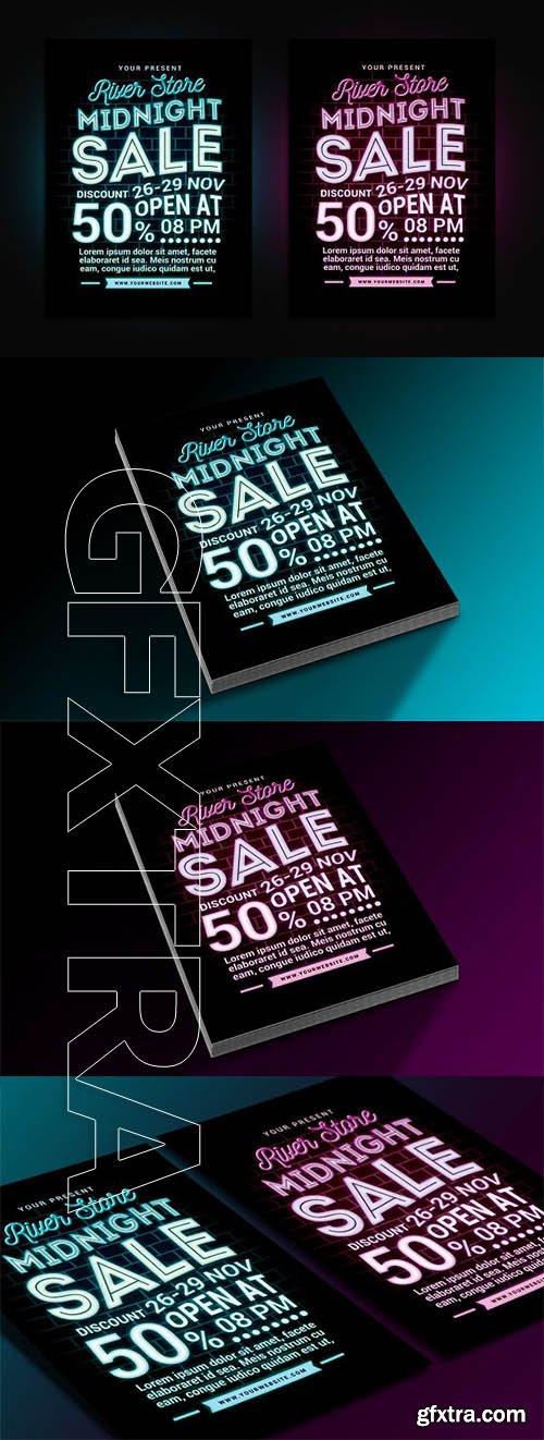 CreativeMarket - Midnight Sale Flyer Poster 1984568