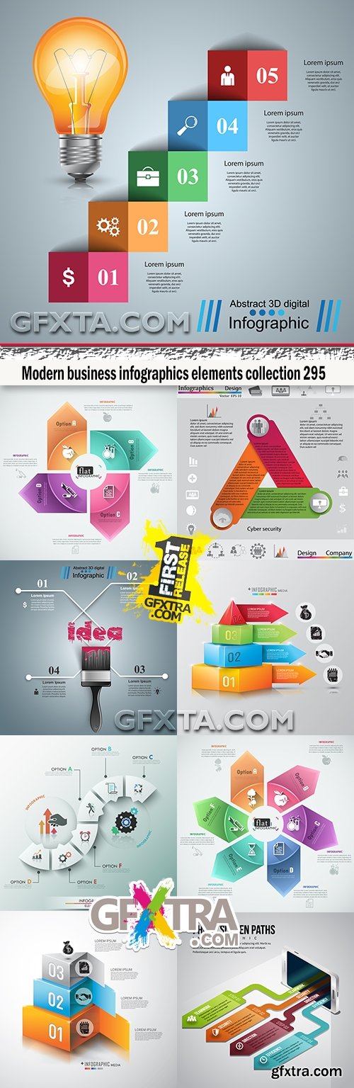 Modern business infographics elements collection 295