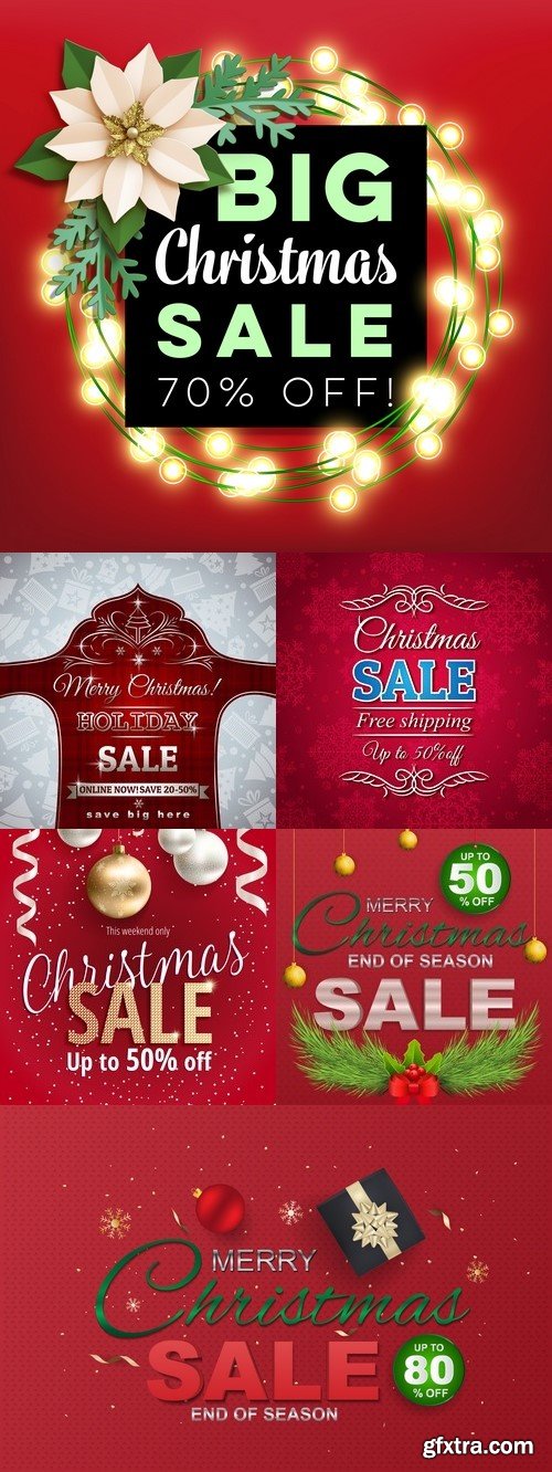 Vectors - Red Christmas Sale Backgrounds 5