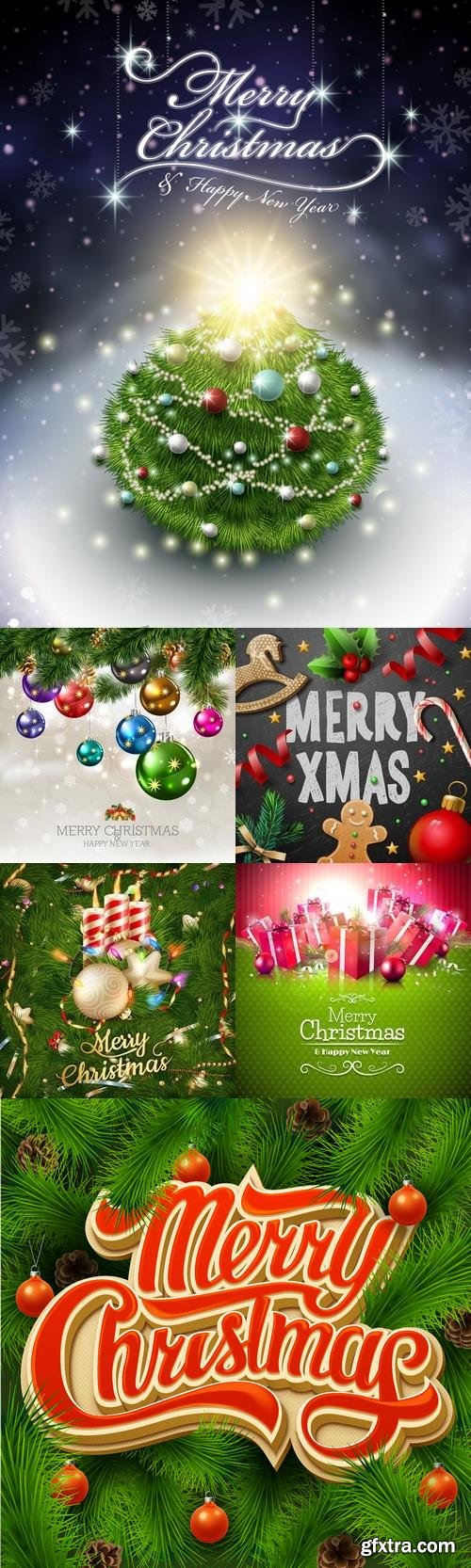 Vectors - Shiny Christmas Backgrounds Mix 12