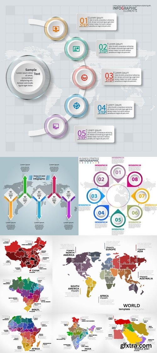 Vectors - Infographics with World Map 52