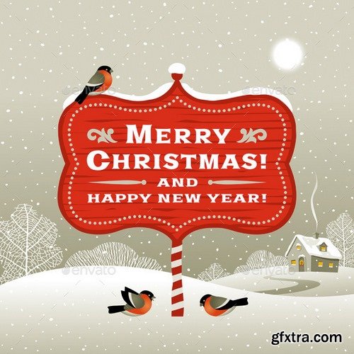 Graphicriver - Christmas Signboard and Winter Landscape 9624720