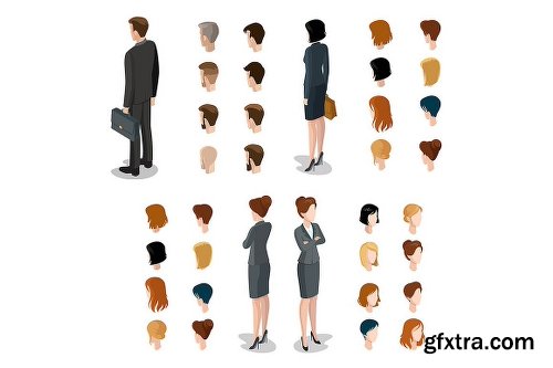 CreativeMarket Isometric Characters Constructor Kit 2006789