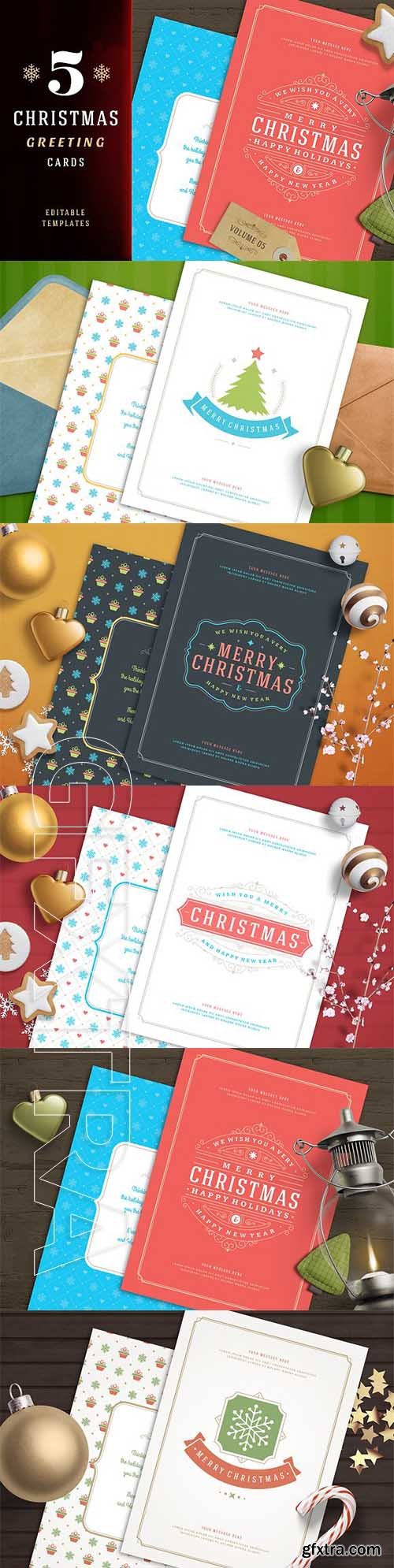 CreativeMarket - 5 Christmas greeting cards 1920804