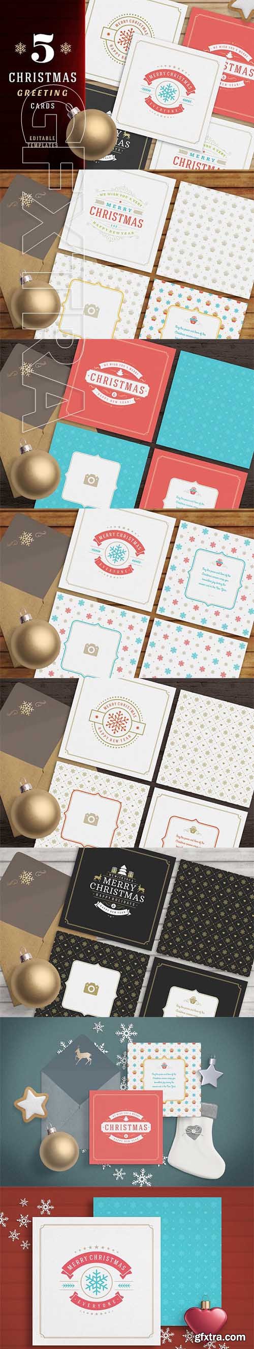 CreativeMarket - 5 Christmas greeting cards 1920954