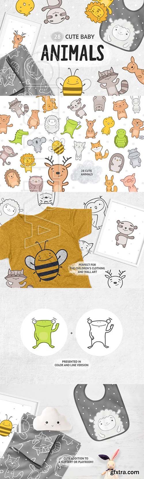 CreativeMarket - Cute baby animals clipart 1983843