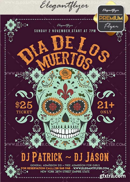 Dia De Los Muertos V2 2017 Flyer PSD Template + Facebook Cover