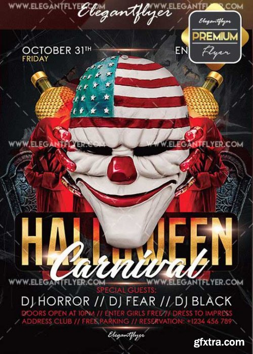 Halloween Carnival 2017 V01 Flyer PSD Template + Facebook Cover