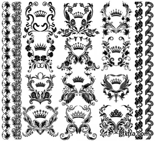 Vectors - Floral Borders Elements Set 53