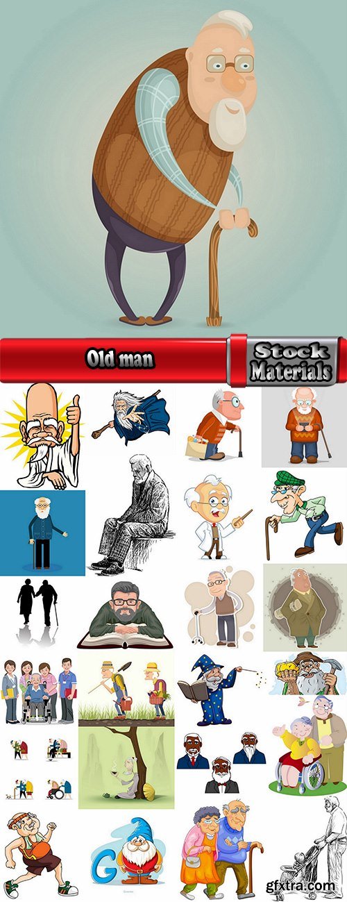 Old man older man grandmother grandfather vector image 25 EPS