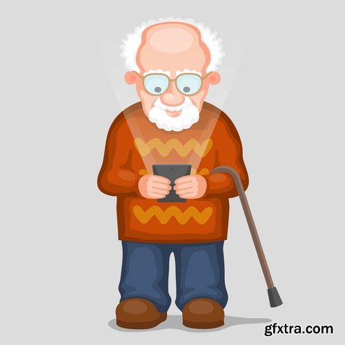 Old man older man grandmother grandfather vector image 25 EPS