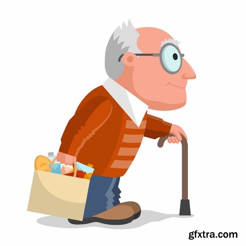 Old man older man grandmother grandfather vector image 25 EPS