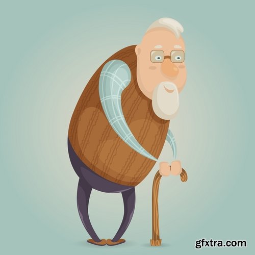 Old man older man grandmother grandfather vector image 25 EPS