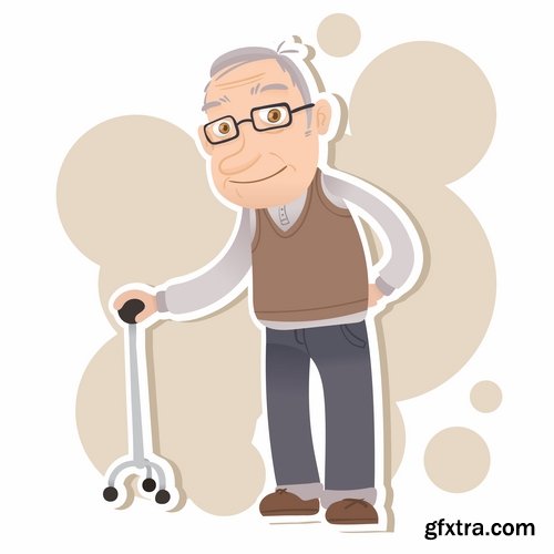 Old man older man grandmother grandfather vector image 25 EPS