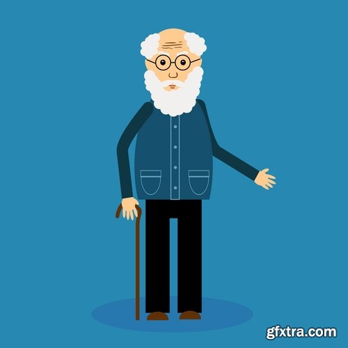 Old man older man grandmother grandfather vector image 25 EPS