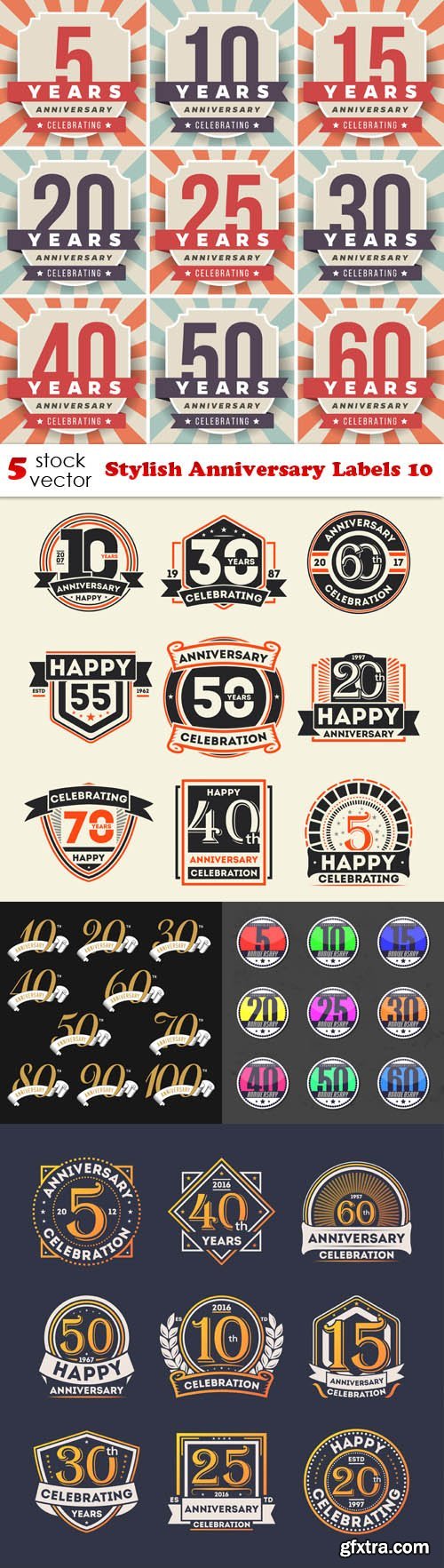 Vectors - Stylish Anniversary Labels 10