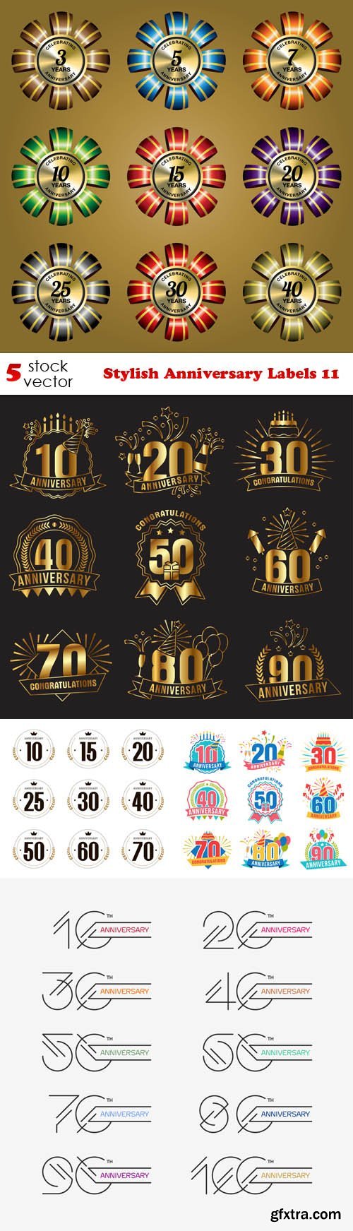 Vectors - Stylish Anniversary Labels 11