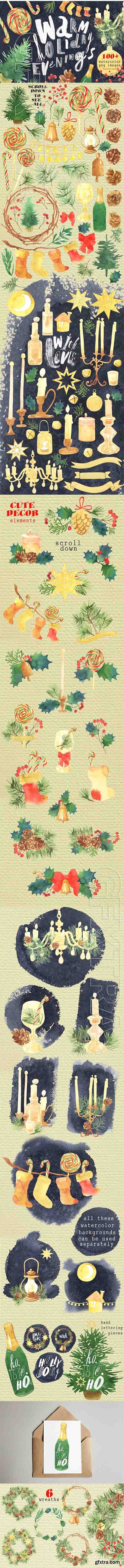 CreativeMarket - Watercolor Christmas clipart 1969090