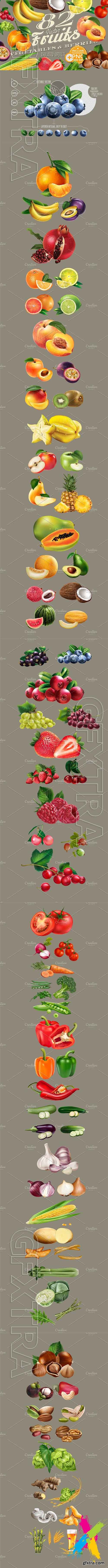 CreativeMarket - 82 Fruits, Berries and Vegetables 2004092