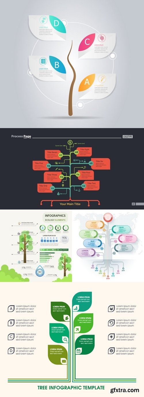 Vectors - Trees Infographics Set 7