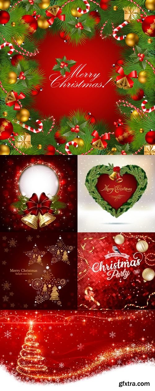 Vectors - Red Christmas Backgrounds Set 16