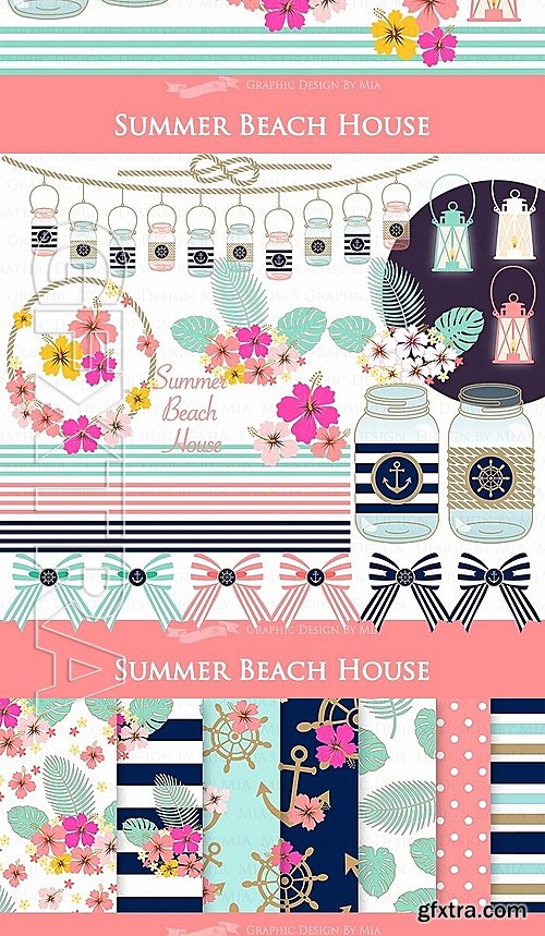 CM - Beach House Clipart Pattern set 1316022