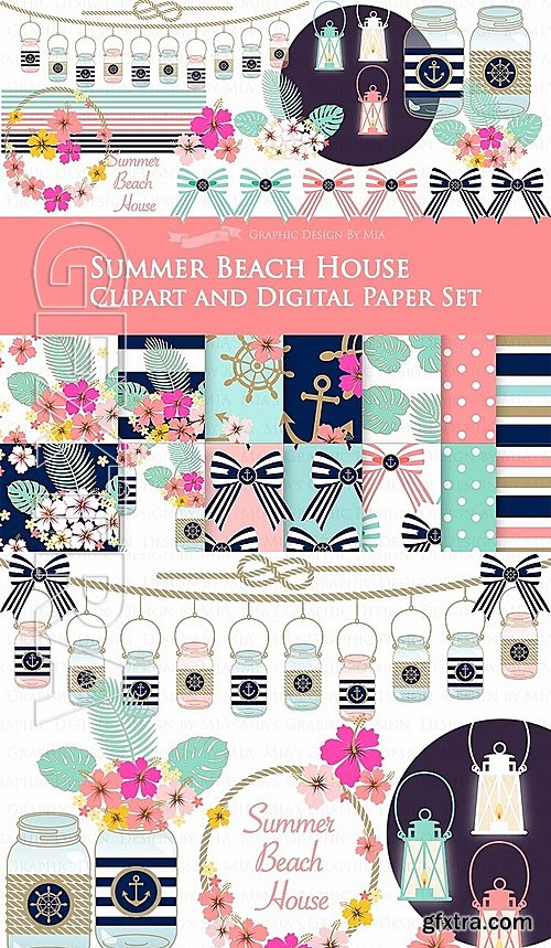 CM - Beach House Clipart Pattern set 1316022