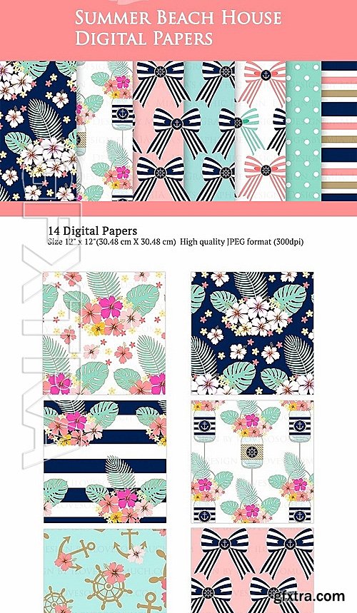 CM - Beach House Clipart Pattern set 1316022