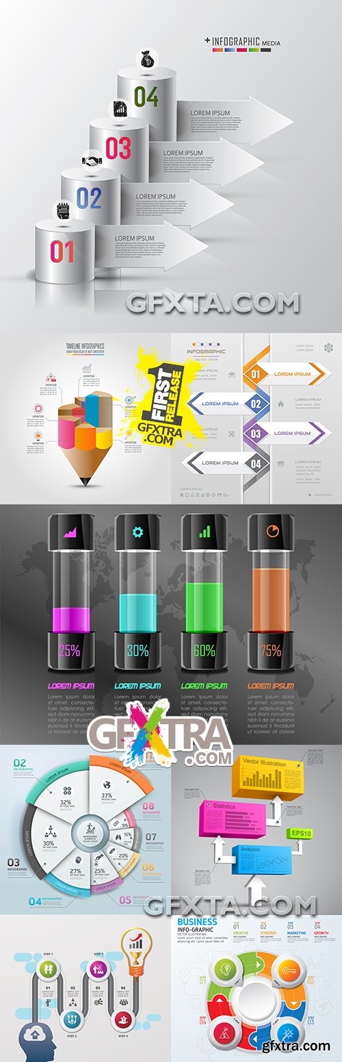 Modern business infographics elements collection 296