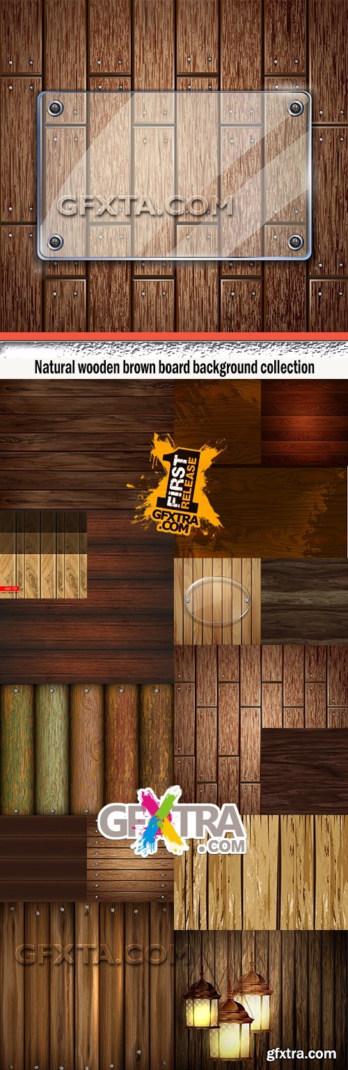 Natural wooden brown board background collection