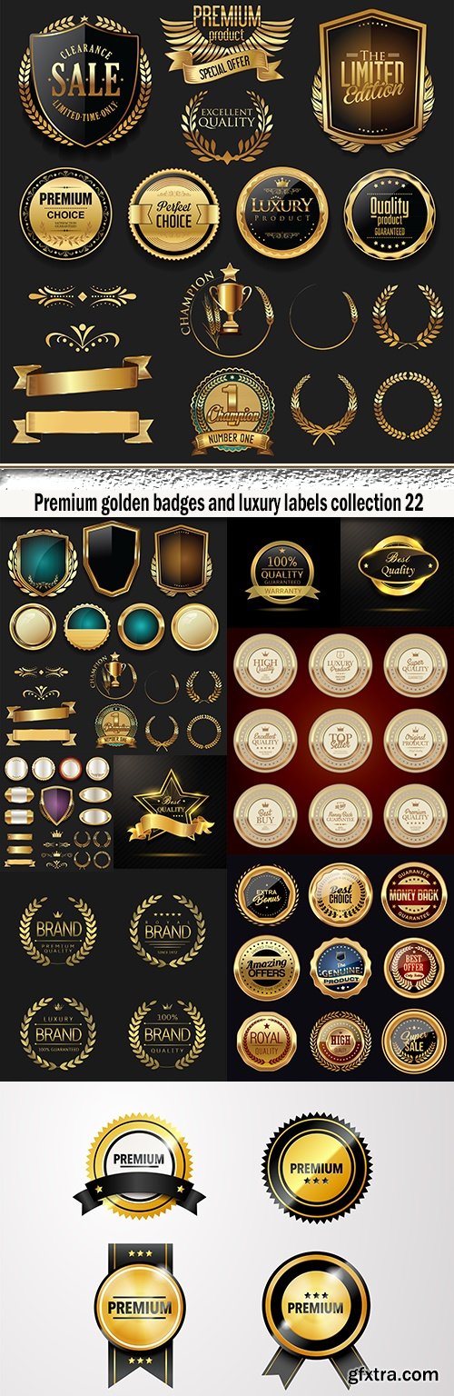 Premium golden badges and luxury labels collection 22