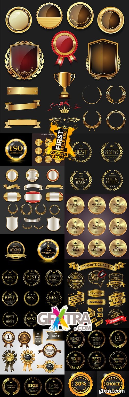 Premium golden badges and luxury labels collection 22