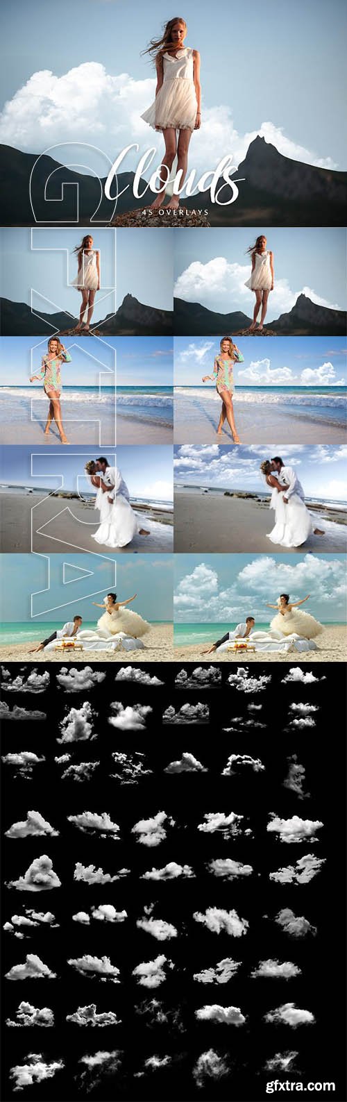 CreativeMarket - Clouds Overlays - 45 Clouds PNG 2001989