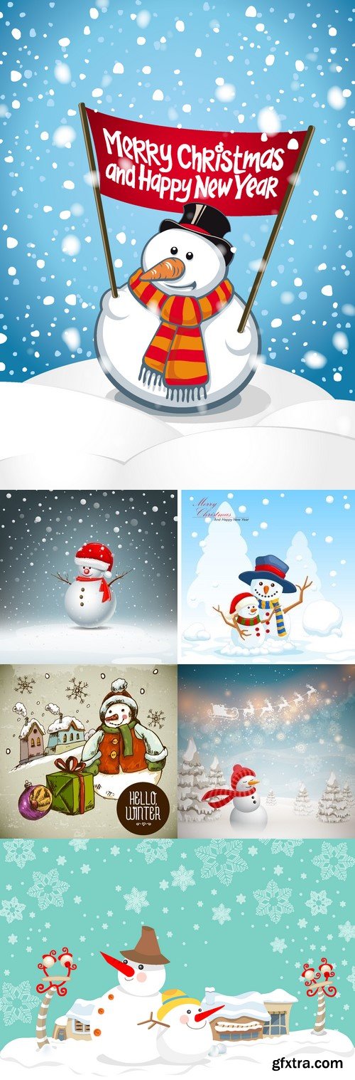 Vectors - Backgrounds with Snowman 23