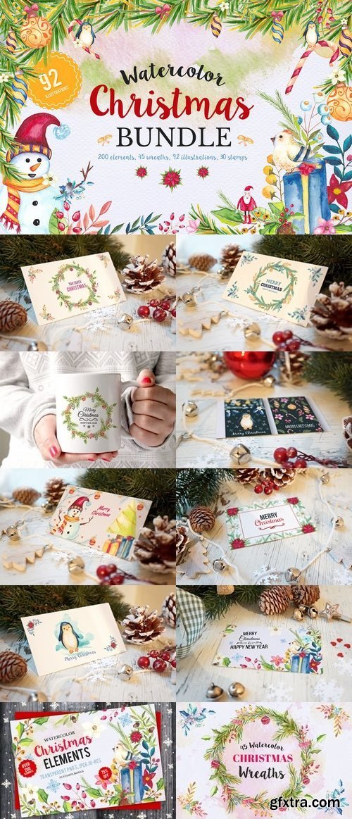 CM - Mega Watercolor Christmas Bundle 1132145