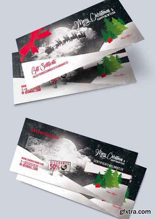 Christmas Certificate V1 Premium Gift Certificate PSD Template