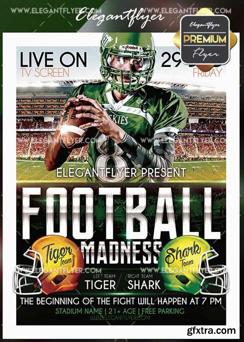 Football Madness V5 Flyer PSD Template + Facebook Cover