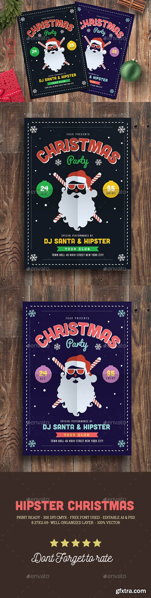 GR - Hipster Christmas Party Flyer 19082268