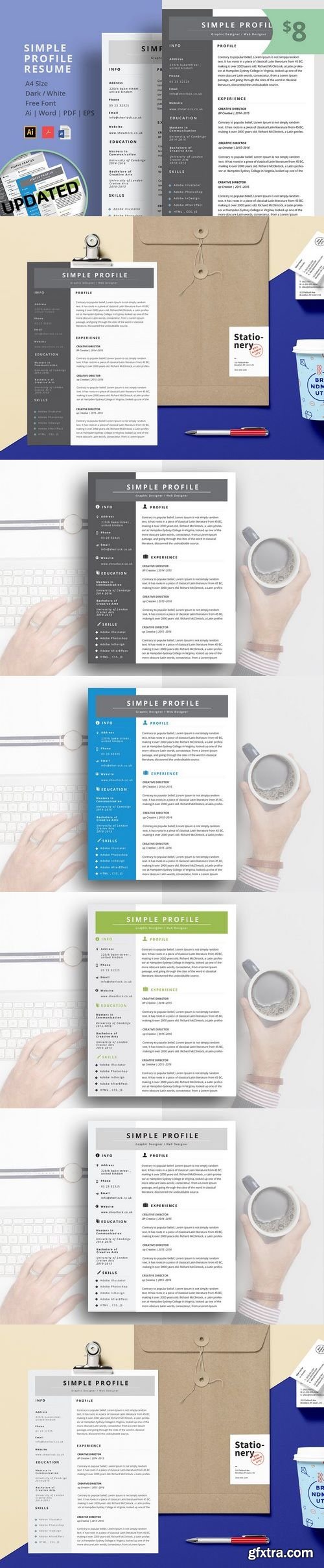 CreativeMarket - Simple Profile | Clean Resume 1364743