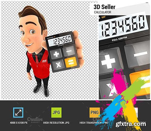 CreativeMarket - 3D Seller Holding Calculator 1984108