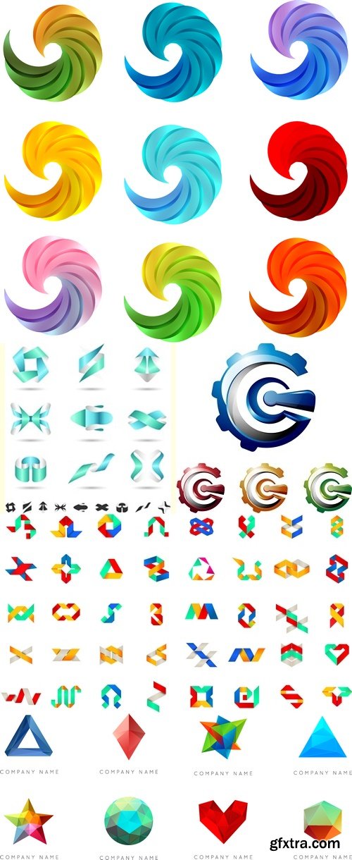 Vectors - Abstract 3D Logo Set 19