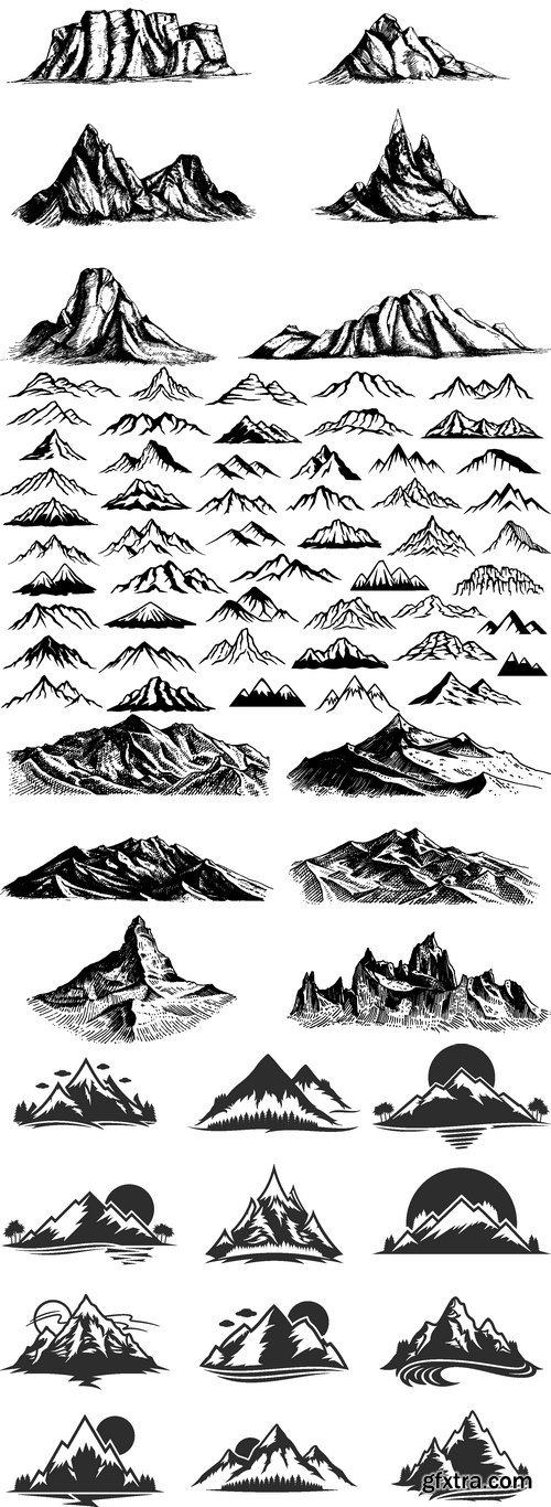 Vectors - Mountains Silhouettes Set