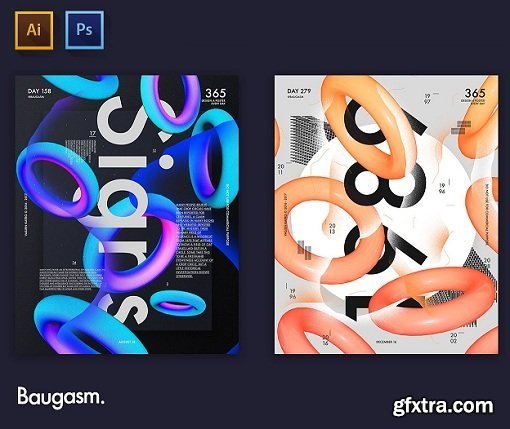 Baugasm™ Series #5 - Design a Poster with 3D shapes in Adobe Illustrator and Photoshop