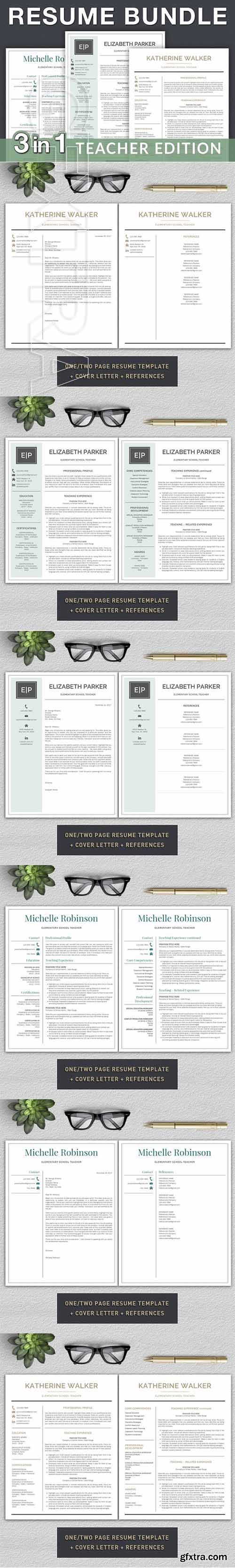 CreativeMarket - Resume Template Teacher Resume 1985732