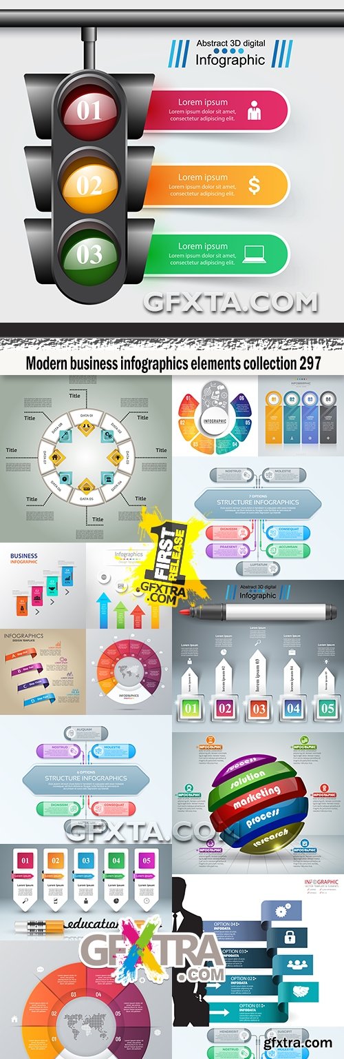 Modern business infographics elements collection 297