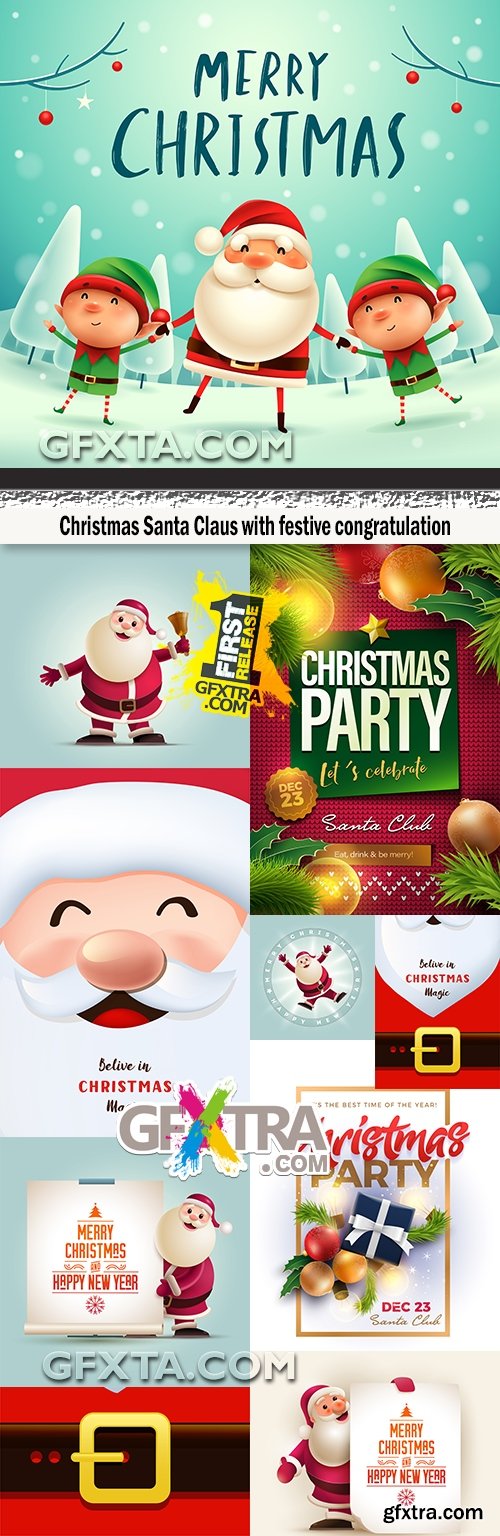 Christmas Santa Claus with festive congratulation