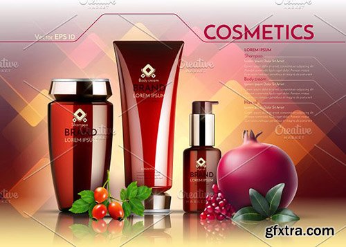 CreativeMarket - Vector realistic red cosmetic mockup 2020197